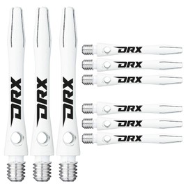 RED DRAGON DRX Coated Aluminium Short White Logo Dart Stems (Shafts) - 2 Sets per Pack (6 Stems in total)