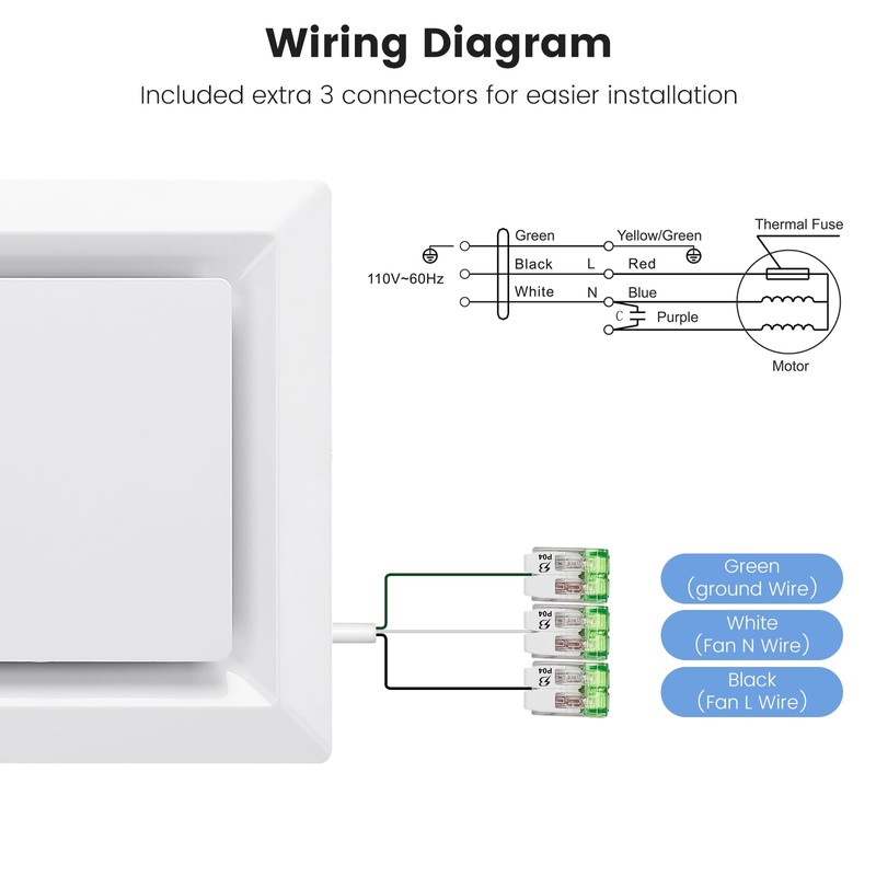Roodike Bathroom Exhaust Fan for Ceiling Mount, Household Bath Vent