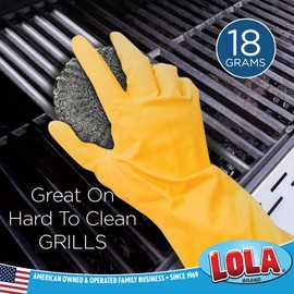 Steel Wool Wire Mesh Scouring Pad by LOLA, Galvanized Steel Knitted, Heavy Duty, Abrasive Scrubber, Powerful for Pots, Pans, Ovens, Grills, 288 Pack