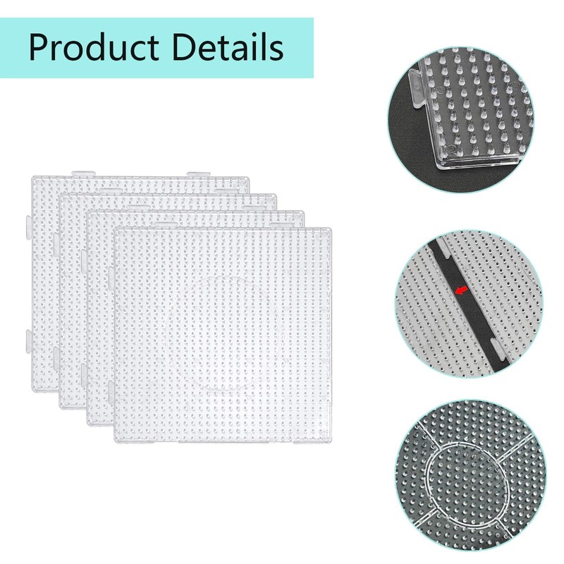 4 Pcs Beads Pegboard,5 mm Fuse Beads Boards Large Round