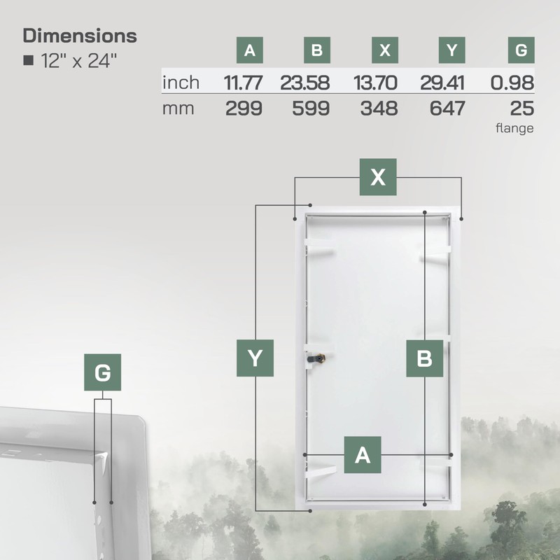 Vent Systems 12" x 24" Inch Lockable Metal Access Panel