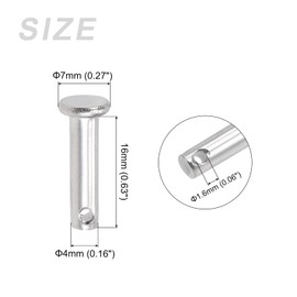 METALLIXITY 4pcs Clevis Pins (4mmx16mm) Single Hole Flat Head 304 Stainless Steel Fastener Pins for Metal Devices Furniture Mounting Industrial DIY