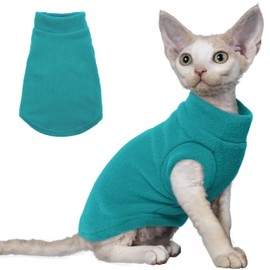 PUMYPOREITY Fleece Cat Vest, Thick Cat Shirt for Winter, Cold Weather Cat Clothes, Soft Kitten Sweater, Cat Sweaters for Cats Only, Blue, M