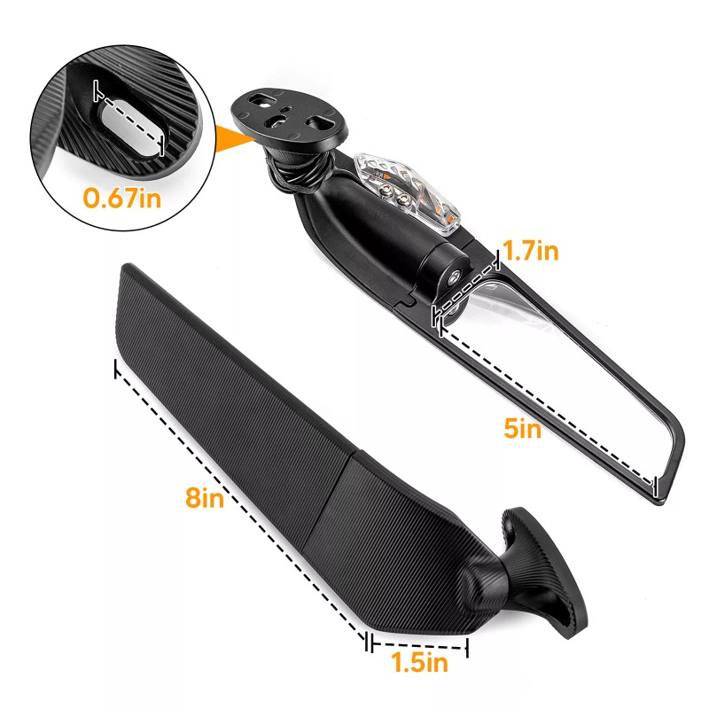 CB Adjustable Rearview Wind Wing Mirrors Turn Signals For Yamaha