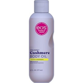 eos Aceite de cachemira, vainilla, humedad 24 horas, escualano a base de plantas para calmar, suavizar y suavizar la piel seca, 6 onzas líquidas