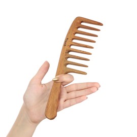 Peine de madera de dientes anchos  Cepillo Ancho de Madera para Cabello  Cepillo para el Cabello Natural  Cepillo para el Cabello Estilo Vintage...   