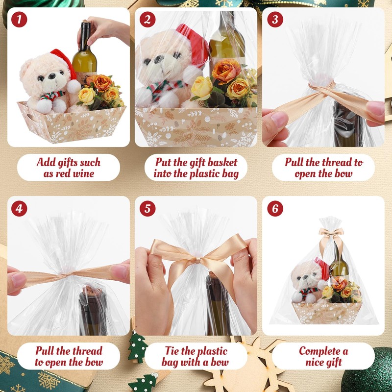 Cinnvoice 12Pack Christmas Baskets for Gifts Empty Christmas Baskets with