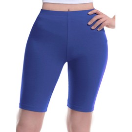 Design by Olivia Pantalones cortos básicos de algodón sólido para mujer, Azul Royal, L