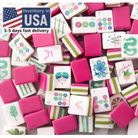 US Local Stock Acrylic American Mahjong Tiles Pink 4-layer OMM RTS Portable Foldable Water Resistant ModernColor: Pink