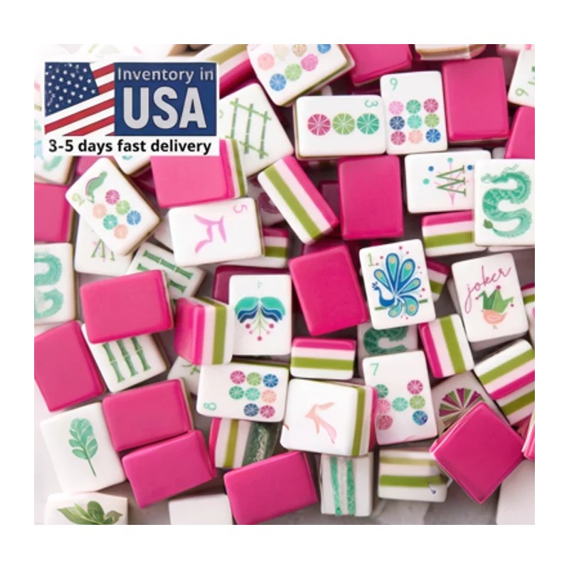 US Local Stock Acrylic American Mahjong Tiles Pink 4-layer OMM