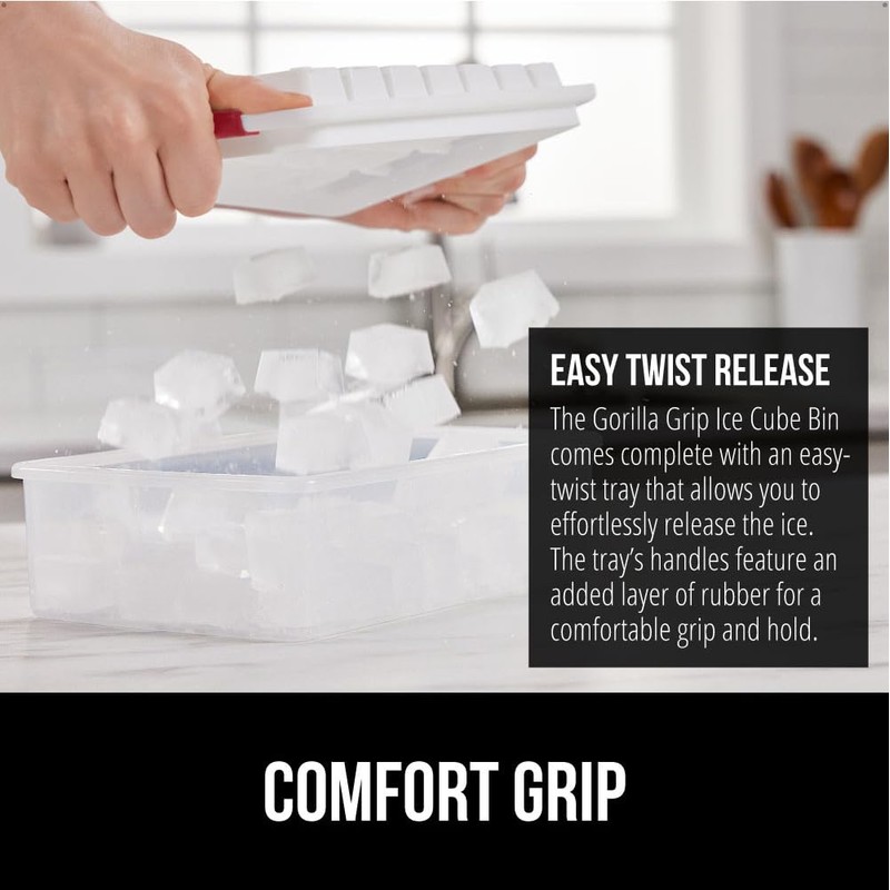 GORILLA GRIP Stackable Ice Cube Tray and Bucket Set for