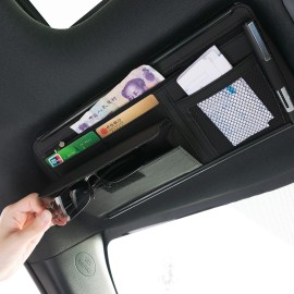 XUKEY PU leather Car Sun Visor Organizer Multi-Pocket Sunglass Bank Fuel Card Storage