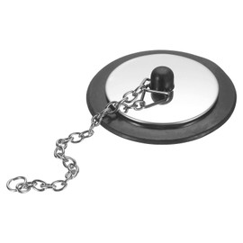 uxcell 1.69" Bathtub Drain Stopper, Universal Rubber Sink Cover Plug with 3" Chain, Drain Cover Strainer Blocker for Home Bathroom Tub and Kitchen Sink, Silver