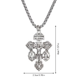 Pardon Crucifix Necklace St Benedict And Miraculous Medal Cross Charms Medals,Stainless Steel Chain,Holy Medallion Christian Necklace,Regalo Religioso Católico De Para Hombres Y Mujeres