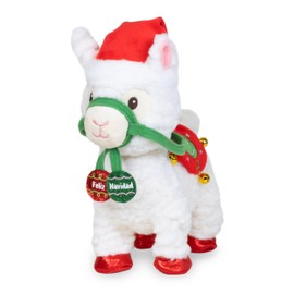 Cuddle Barn - Navidad Nico | Animated Christmas Walking Musical Plush Llama Toy Plays Feliz Navidad, 10.5 inches