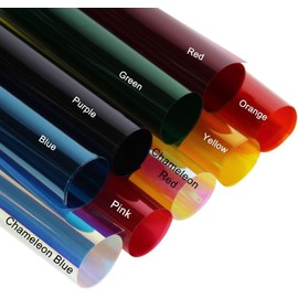 Decorative Window Film Anti UV Colorful Adhesive Vinyl Heat Rejection Solar Window Tinting Vinyl for Christmas Home Decoration DIY,9 Colors Bundle Pack,6Inch x 11.8Inch