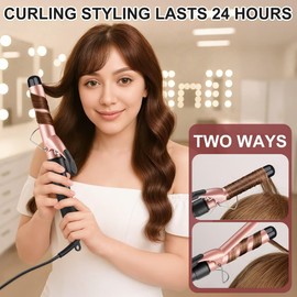 Curling Wand, 32mm Ceramic Hair Curler Tongs with Adjustable Temperature for Long & Medium Hair, Professional Hair Curler with Glove, Dual Voltage