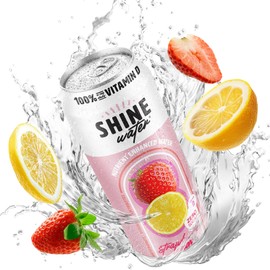 ShineWater Vitamin D Hydration Electrolyte Drink - Flavored water with electrolytes, Sugar-Free, Magnesium, Zinc, Vitamin B12, Plant-Based, Low Calorie - Strawberry Lemon Fruit Water 12 Pack