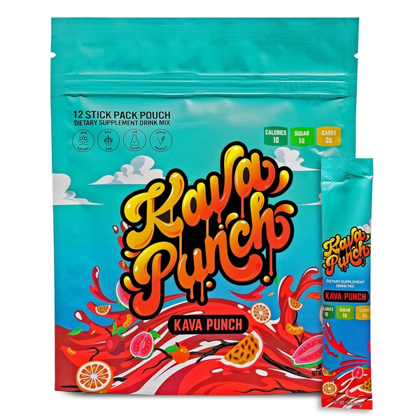 Kava Punch Relaxation Drink Mix – 12 Stick Pack Pouch