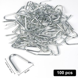 Pack of 100 Steel Cramps, U Nails, Small Nails for Garden, U Nails for Wood, Galvanised Loops Nails, Not Easy to Rust, U-Shaped Nails for Fences Repairing, Attachment Mesh, Chicken House Wire