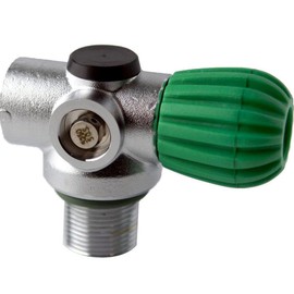 Blue Steel Inline Re-Breather Valve - Green Handwheel
