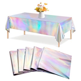 5 Stück Holografische Tischdecken 137×274 cm Bunt Glitzer Tischdecke Party Tischdecke Wiederverwendbar & Wasserdicht – Ideal für Kindergeburtstage, Hochzeiten, Partys & Events