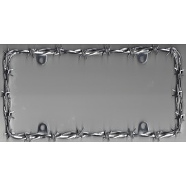 Chrome Barbed Wire License Plate Frame with Caps