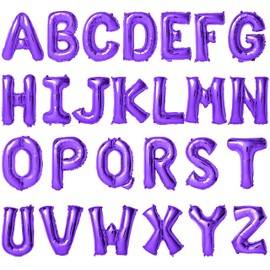 16 Inch Purple Letter Balloons Mylar Foil Alphabet Letter A-Z Balloons Set for Wedding Birthday Party Decoration Banner 26pcs (Purple)