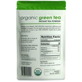 ONE ORGANIC Instant Tea Powder (Green) – 4.4 oz. – 125 Servings – USDA Certified Organic – 100% Pure Tea - Instant Hot or Iced Tea – Unsweetened