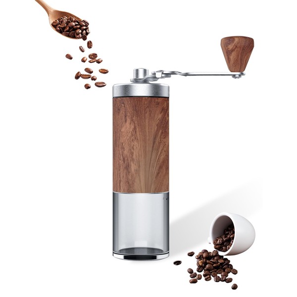 Manual Coffee Grinder with Wood Grain Finish - Compact 5