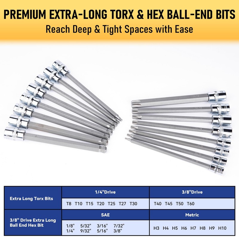 107-Piece Master Torx & Allen Bit Socket Set, S2 Steel,