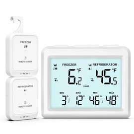 Ankilo Refrigerator Thermometer, Wireless Backlight Fridge Thermometer, Freezer Thermometer with Alarm, Max/Min Refrigerator Thermometer for Home Restaurant