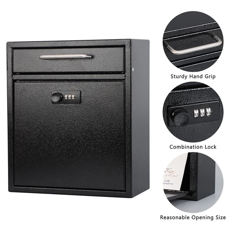 KYODOLED Steel Combination Lock Mail Boxes Outdoor,Locking Wall Mount Mailbox,Security