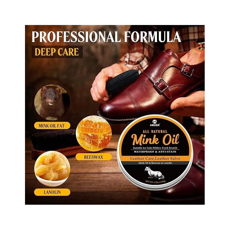 MEKER Mink Oil for Leather Boots Leather Conditioner and Cleaner