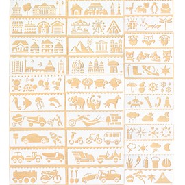 32 pcs Mixed Drawing templates, Reusable Drawing templates, DIY Planner templates for Scrapbook Notebook Card Making Art, Covering Animals, Buildings, Weather, Cars, Suitable for All Ages