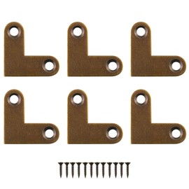 JCBIZ 6pcs 90 Degrees L Shape Flat Corner Bracket 27x10mm Antique Brass Corner Brace for Drawer Fixing Furniture Connecting