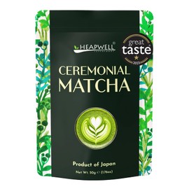 Heapwell Ceremonial Grade Matcha Powder - 50g for Lattes & Smoothies