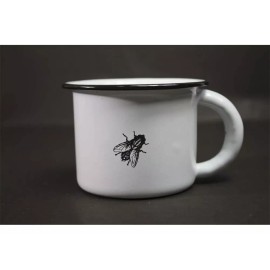 Esmalte Morillas Taza En Peltre Con Diseño De Mano Con Mosca