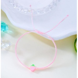 XAM Multicolor Beaded Adjustable Woven Friendship Bracelets Summer Fruit Charm Bracelets for Friends & Couples strawberry pink