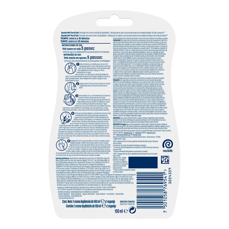 Crema Depilatoria Veet Silky Fresh Piel Sensible - 150 Ml