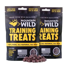 MOUNTAIN WILD Training Treat Nibs for Dogs, Elk & Deer Protein, Rewards for Effective Dog Training, All Natural, No Fillers, No Artificial Preservatives, Dog Training Treats (4 Ounce, 2, Count)