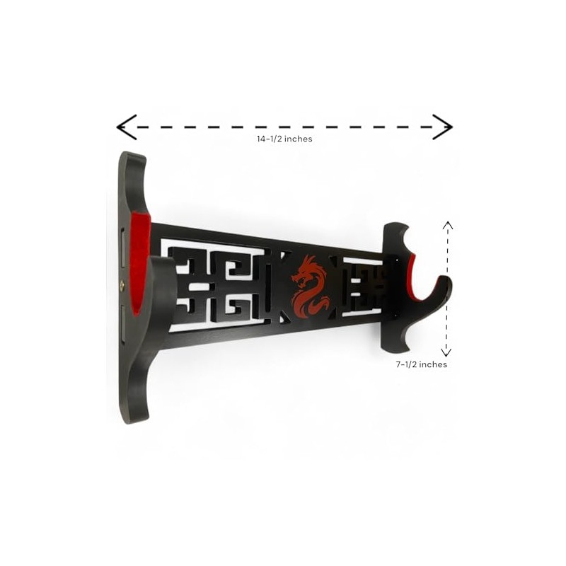 Shadow Cutlery Sword Wall Mount Katana Display Wood Red Felt