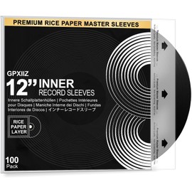 GPXIIZ 100x Anti Static Vinyl Inner Sleeves 12 Inch, Premium HDPE Rice Paper Vinyl Record Sleeves, Archival Quality 3 Layer Protective Plastic LP Covers for 12" Record