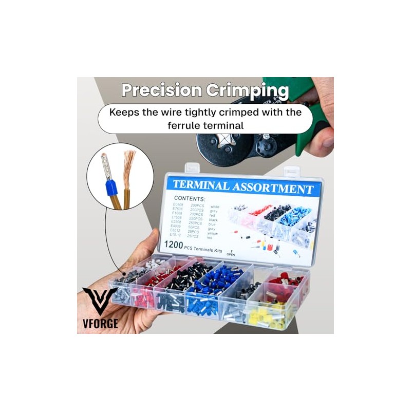 Ferrule Crimping Tool Kit - with 1200PCS Wire Ferrules -