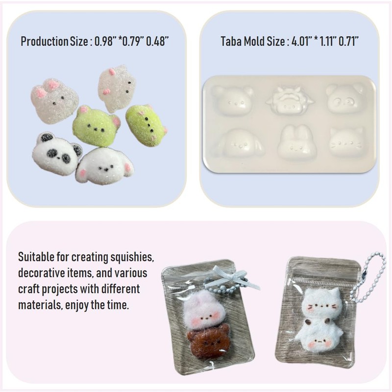 2 PCS Animal Silicone Squishy Molds for DIY taba, Kawaii