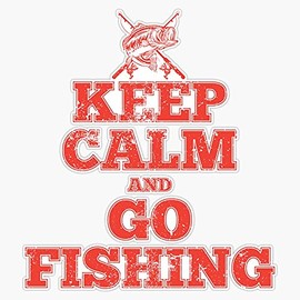 HOF Trading Keep Calm and Go Fishing Vinyl Sticker Waterproof Decal Laptop Wall Window Bumper Sticker 5"