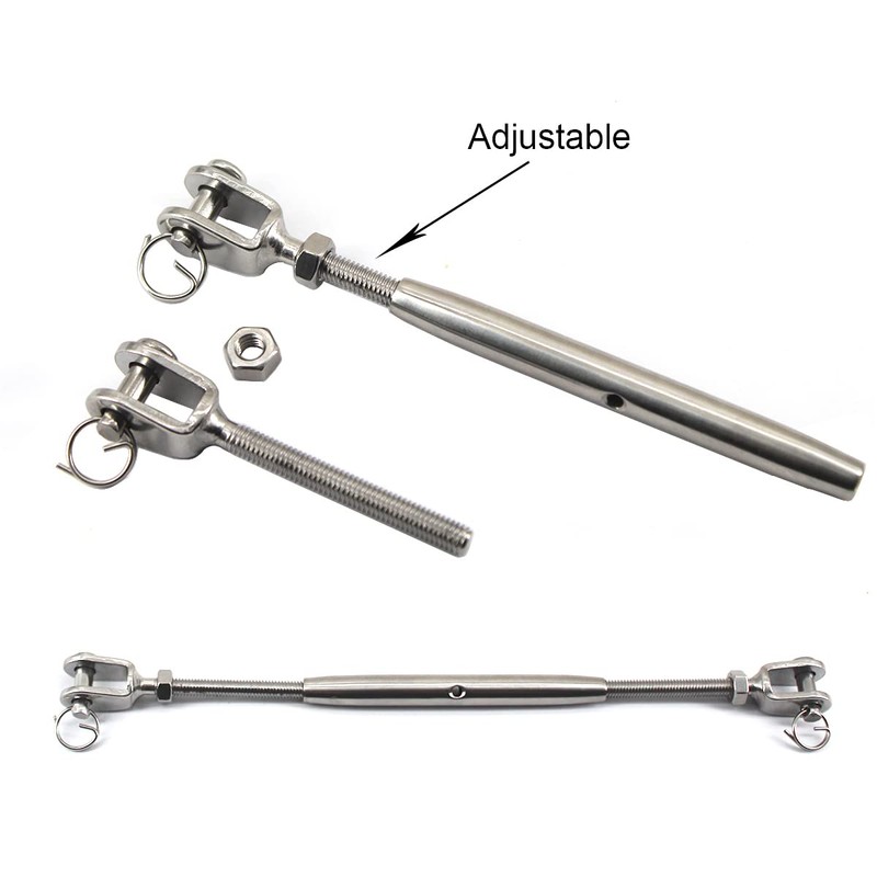 2Pcs 304 Stainless Steel Rigging Screw Jaw Closed Body M8,