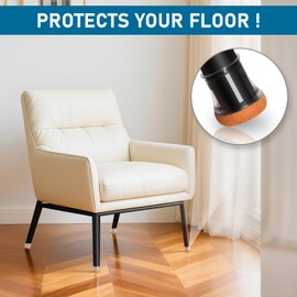 24 Pcs Furniture Leg Floor Protectors PISAO, Silicone Table and Chair Leg Protectors Caps Covers for Hardwood Floors, Furniture Pads Sliders with Wrapped Felt Bottom Extra Large 1.61"-2"(40.1mm-50mm)