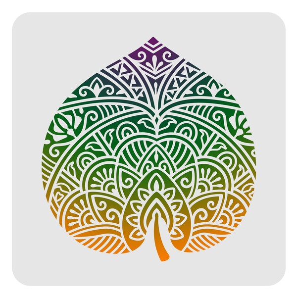 FINGERINSPIRE Mandala Leaf Stencils Decoration Template 30x30cm/11.8x11.8inch Plastic Large Leaf