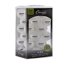 Champion Sports 3 Star Table Tennis Ball Pack, Tournament Size - White Ping Pong Balls, Set of 38, with 40mm Seamless Design - Professional Table Tennis Equipment, Accessories - CTTA and ITTA Approved